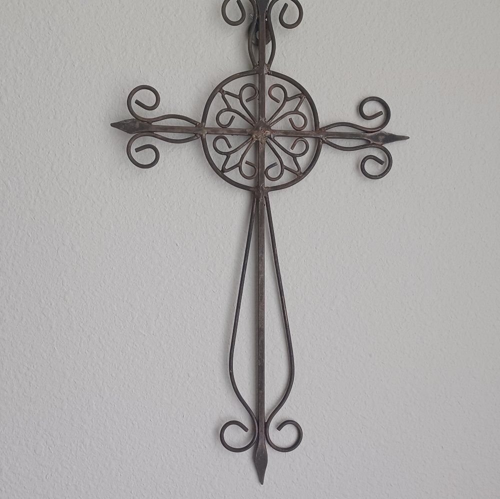 Wall Art Cast Iron Cross - Rustic - 12" x 20"